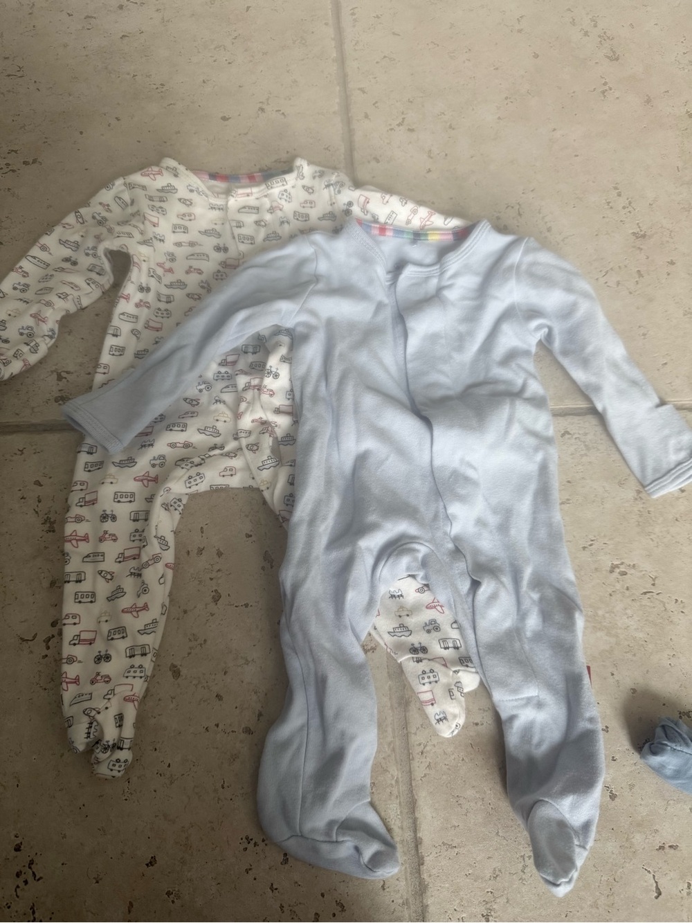 Magnetic Me Baby Blue and White Printed Footed One-Pieces (2-Pack)